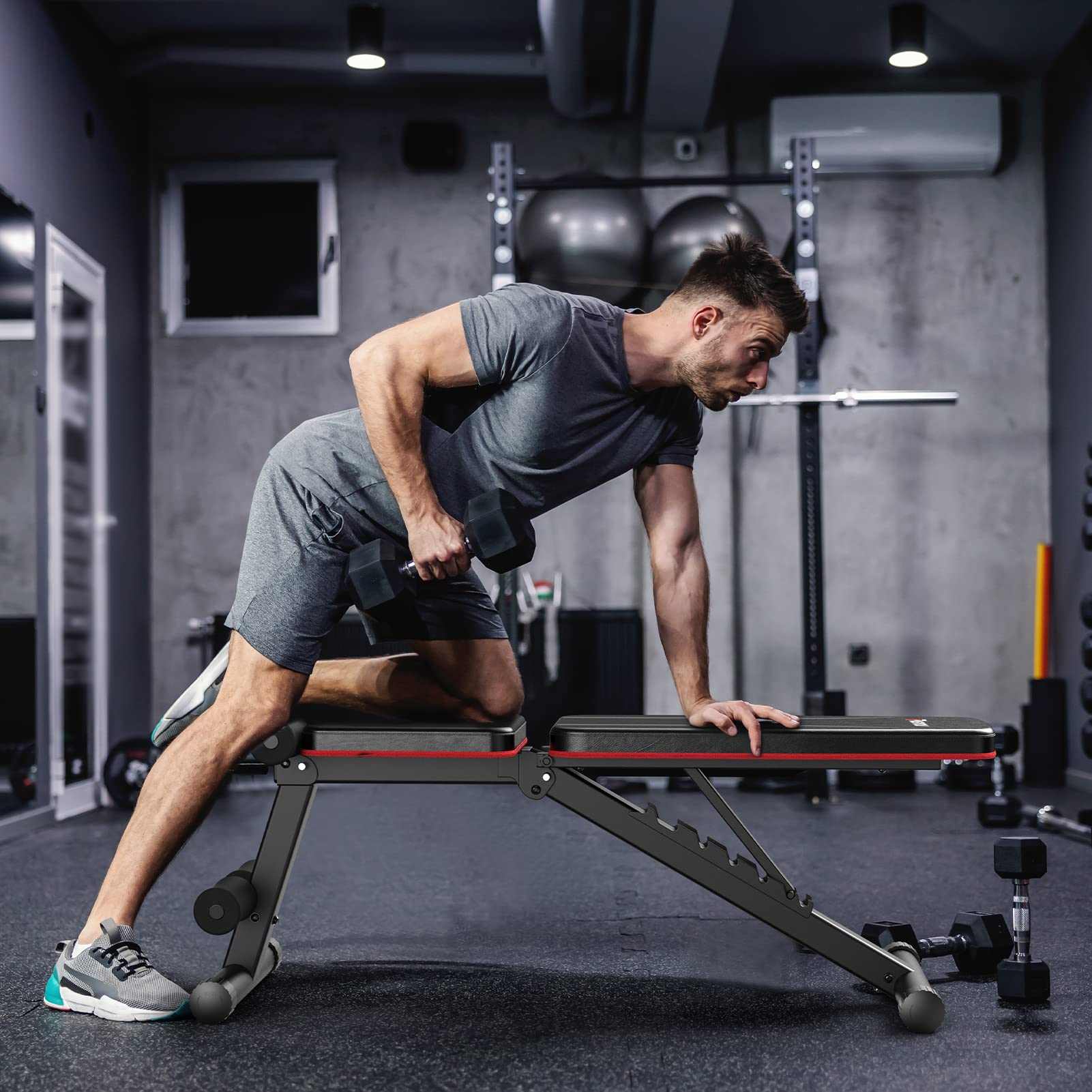 PASYOU Hantelbank Klappbar Verstellbar, Multifunktions Trainingsbank Schrägbank für Ganzkörper-workout,7 in 1 Fitnessbank für zu Hause oder im Fitnessstudio, 230kg Gewichtskapazität